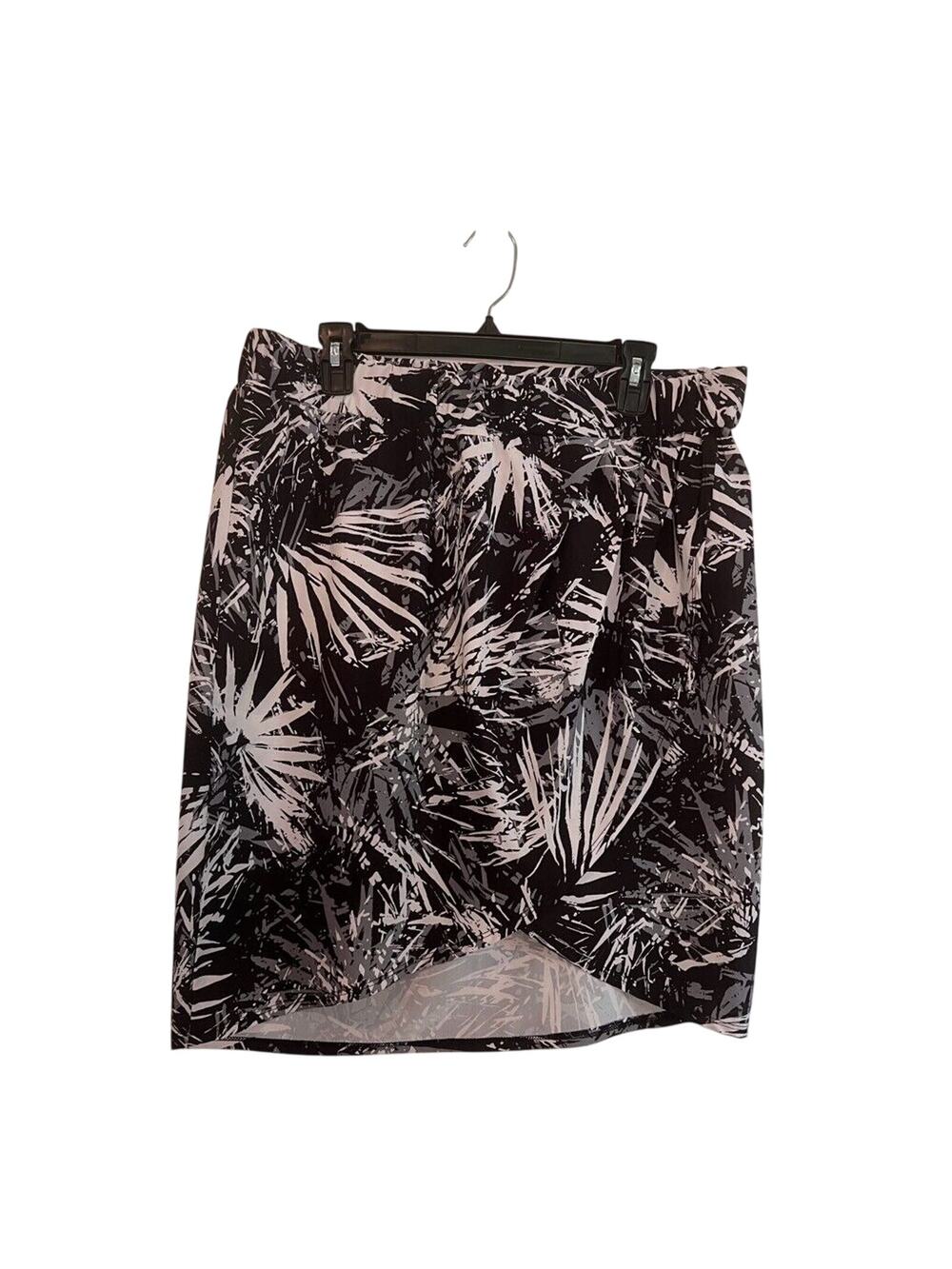 Fabletics Womens A Line Skirt Black White Floral Above Knee Sporty Pull On XL
